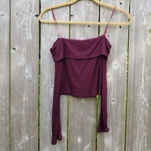 Off-The-Shoulder, Dark Purple Cropped Long Sleeve
